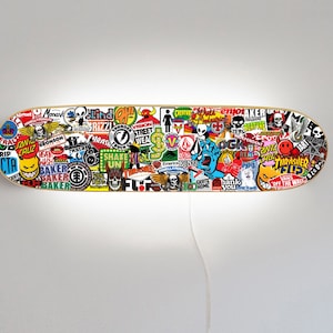 Skateboard lamp, LED wall light, Skateboard brand stickers