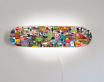 Skateboard lamp, LED wall light, Skateboard brand stickers