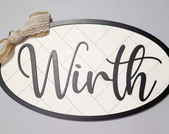 Family name sign- herringbone design