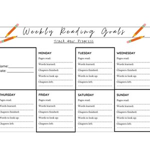 Weekly Reading Goal Printable