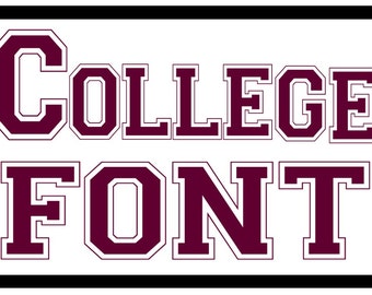 FONTS - Collegiate Style Block Lettering - Maroon - Personal and commercial use