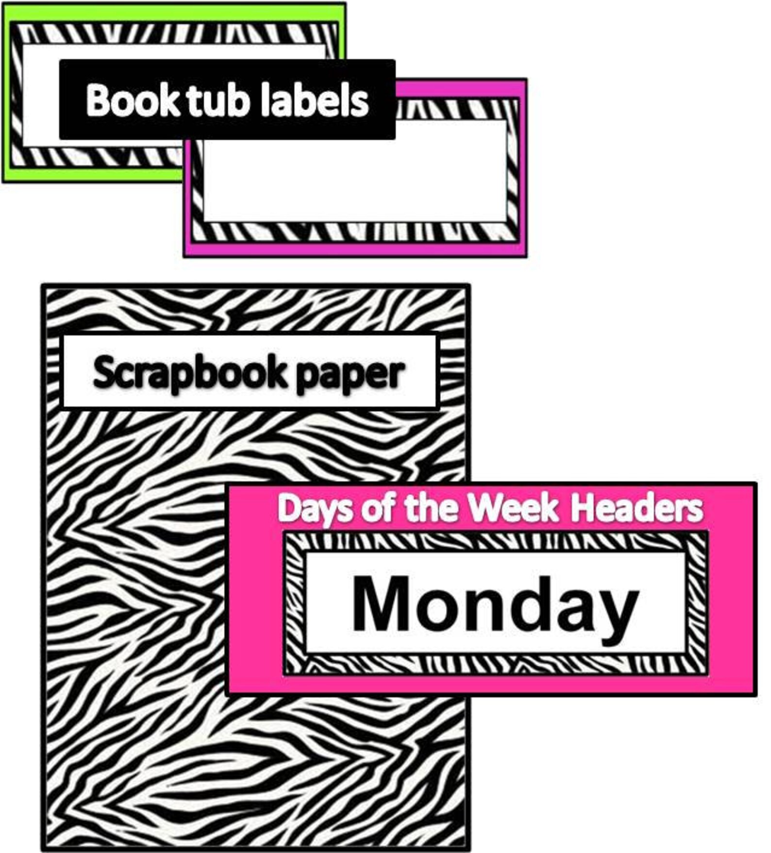 Zebra Theme Decor Kit Classroom Homeschool Fun Things for Etsy