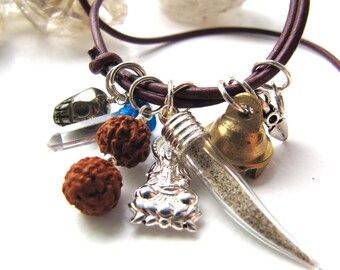 The Lotus Sutra: leather cord charm necklace