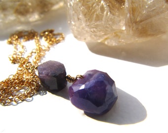 Athena's Gift: natural sapphire and gold fill necklace