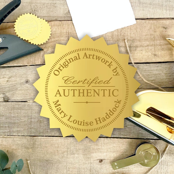 Certificate of Authenticity Seal Embosser, Custom Certificate Embossing Stamp for Gold Seals Stickers, Artwork Authenticity Embosser CS10411