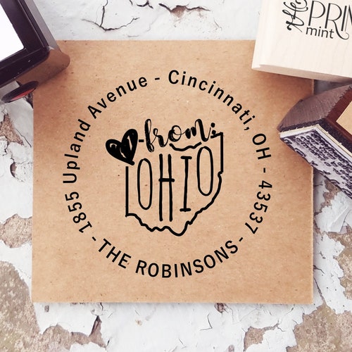 Ohio Address Stamp or Made in Ohio Custom Rubber Stamp Etsy