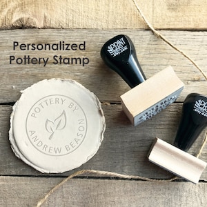 Personalized Pottery Stamp, Custom Stamp for Clay, Potter&#39;s Signature or Pottery Mark, Pottery By, Gift for Pottery, CS 10367