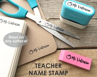 Teacher Name Stamp, Permanent for Any Surface, Personalized Teacher Stamp, Self-Inking Name Stamp, Custom Teacher Appreciation Stamper Q41