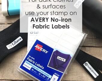 Name & Phone Number Stamp for Clothing, Permanent on Any Surface or Fabric, Personalized Clothing Labels Stamp, Self-inking Q41n