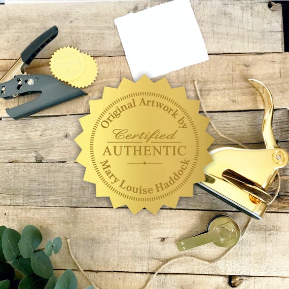 Certificate of Authenticity Seal Embosser, Custom Certificate Embossing  Stamp for Gold Seals Stickers, Artwork Authenticity Embosser CS10411 