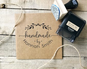 Stämpel "Made with Love" eller "Handmade by Stamp", Skapa presenter med en "Handmade by Stamp", Personlig Anpassad Namn Självbläckande Stämpel 10169