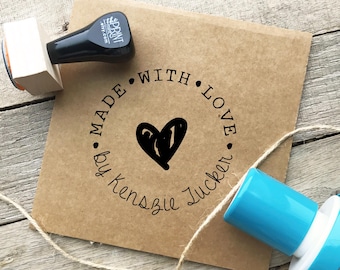 Made by Tag Stamp, Made with love Tag, Handmade by Stamp- Made By Rubber Stamp, Round Small Stamp, Self Inking Made By Stamp CS-10034