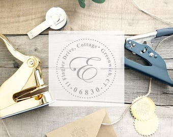 Address Embosser, Custom Embosser, Return Address Embossing Stamp, Paper Embossing Stamp, Calligraphy Address Stamp, Wedding CS-10317