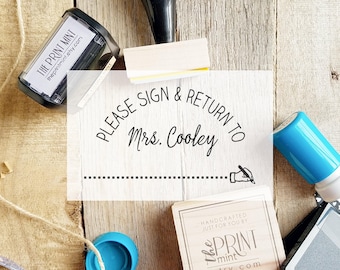 Parent Signature Stamp- Sign Here Stamp- Sign and Return Stamp- Self-inking- Personalized Teacher Stamp- Stamps for Teachers-  10284
