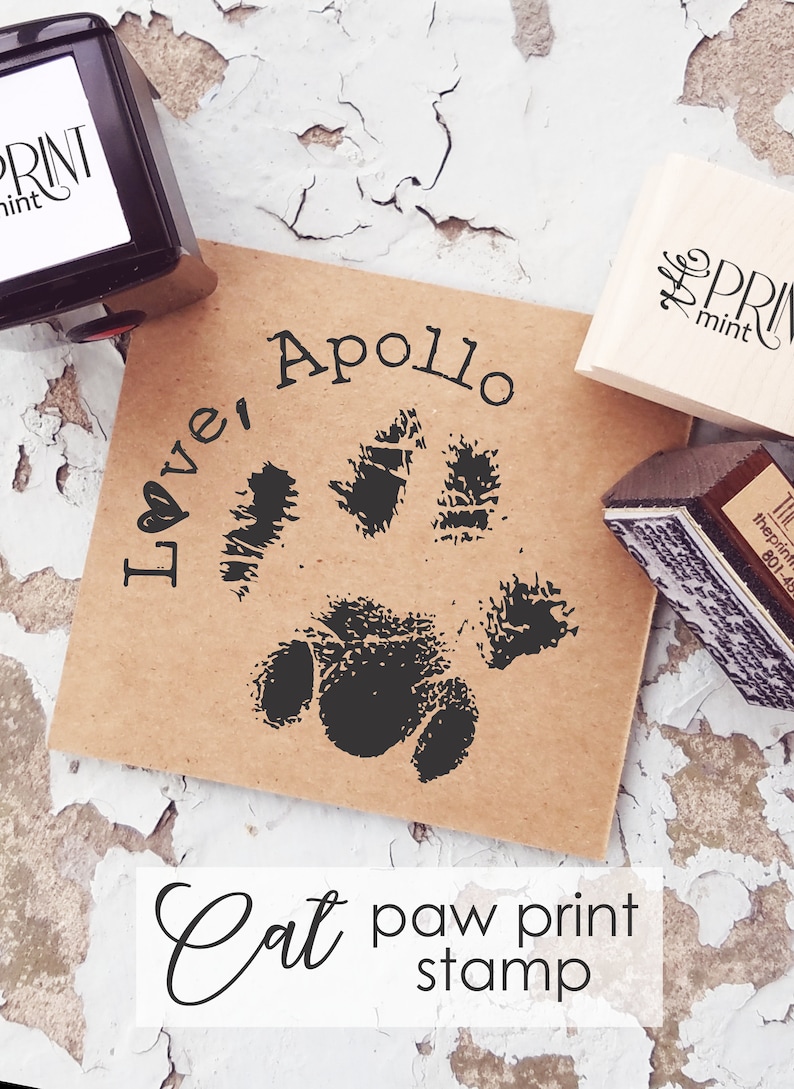 Paw Print Stamp Custom, Dog Paw Rubber Stamp, Custom PetPaw Print Stamp or Self-Inking with Name, Paw Print Keepsake CS-10335 D image 10