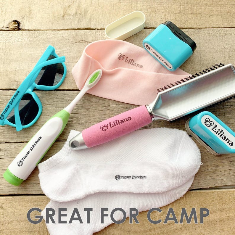 Clothing Stamp with Name, Permanent on Any Surface or Fabric, Personalized Clothing Labels Stamp for Kids and Camp, Self-inking Q41 image 8
