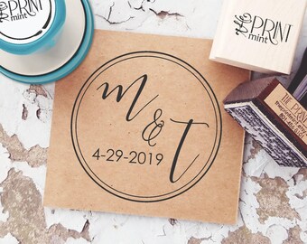 Sello de boda personalizado para recuerdos, sello de boda con iniciales "Guarda la fecha", sello autoentintable con monograma RSVP, sello de invitación personalizado CS 10234