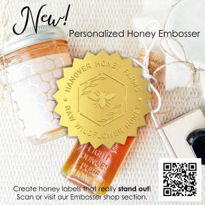 Honey Jar Gift Tag Stamp - Pure Honey Labels For Jars Rubber Stamp - Local Honey- Backyard Bees - Honey Gift Ideas - Custom Stamp CS-10351 image 7