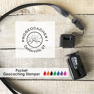 Geocaching Stamp, Custom Geocache Stamp, Self-Inking Pocket Stamp for Geocacher, Geocaching Gift, Geocaching Supplies or Kit CS-10381