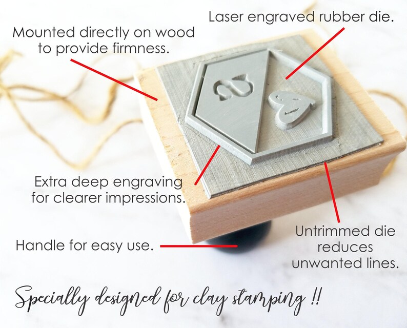 Mini Pottery Stamp: Personalized Initials, Clay Signature Stamp image 3