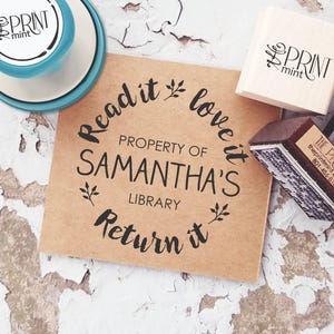 Teacher Stamp- From the Library of- Custom Book Self-inking Stamp- From The Classroom Of- Book Embosser- Read it Love it Return it- CS-10283 image 1