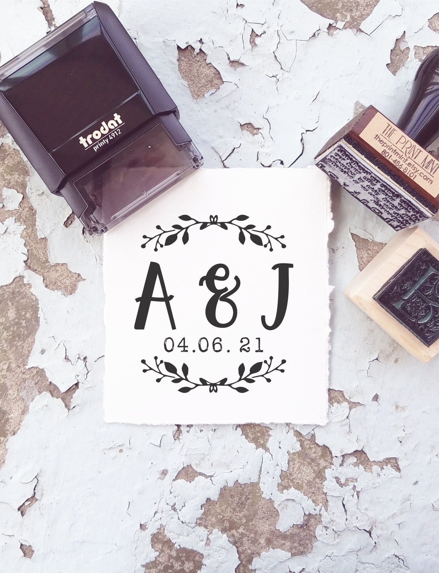 Wedding Stamp Wreath Wedding Stamp Wedding Monogram Stamp Etsy