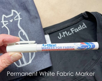 White Fabric Marker, Permanent White Clothing Marker, Artline Japanese Brand, Quick Drying, For Decorating or Labeling Clothes or Textiles
