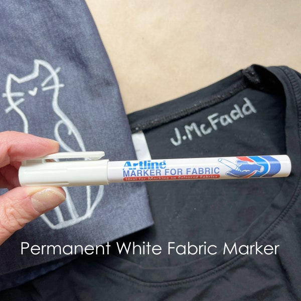 White Fabric Marker, Permanent White Clothing Marker, Artline Japanese Brand, Quick Drying, For Decorating or Labeling Clothes or Textiles