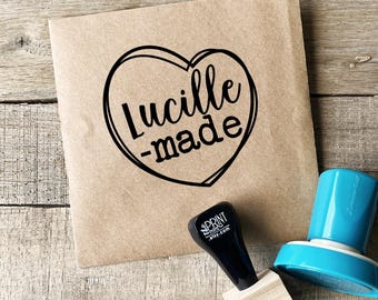Made by Stamp, Heart Handmade by Stamp, Custom Made by Stamp, Handmade Stamp,  Handmade with Love, Custom Business Stamp, Made by tag, 10430
