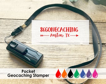 Geocaching Stamp, Geocache Name Stamp, Self-Inking Pocket Stamp for Geocacher, Geocaching Gift, Kit, Supplies CS-10378