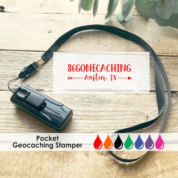 Geocaching Stamp, Geocache Name Stamp, Self-inking Pocket Stamp