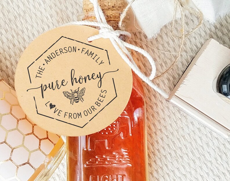 Backyard Bees Honey Label Stamp Pure Honey Labels for Jars | Etsy