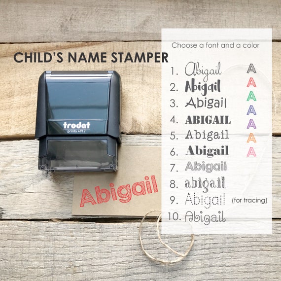 Kids Name Stamp, Traceable Name Stamp Option, Child's Name Stamper