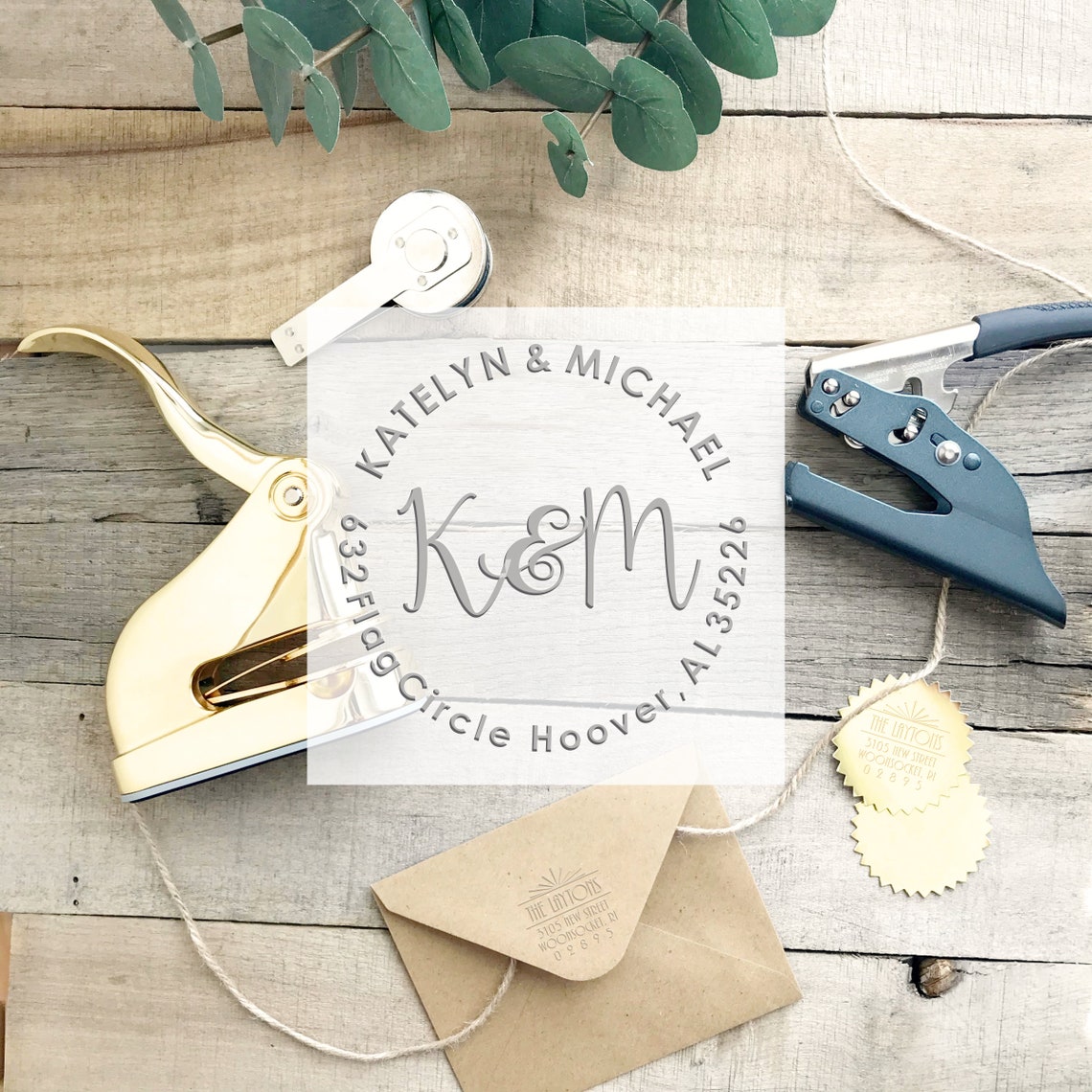 Wedding Embosser Monogram Embosser Stamp Custom Embosser Etsy