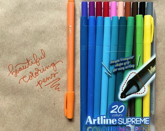 Coloring Pens Set, Artline Supreme, 0.6mm Writing Width, Set of 20,