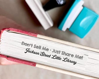 Little Library Stamp for Book Pages Edges in Wood or Self-inking, Custom Lending Library Stamper, Free Library Supplies CS-10490