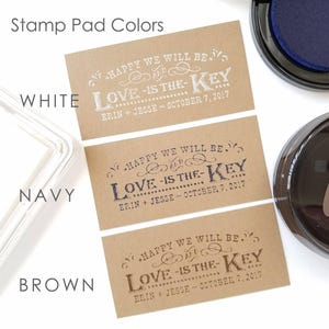 Abridor de botellas con llave Love is The Key Stamp, abridor de botellas con llave de esqueleto autoentintado, sello de goma rústico para recuerdos de boda para etiqueta, CS-10311 imagen 6