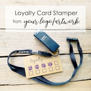 Kundenspezifisches Logo Selbstfärbender Stempel oder kleiner Selbstfärbender Stempel mit Lanyard, .5 "Loyalty Card Stamp, Initialen Stempel, Mini Stamper