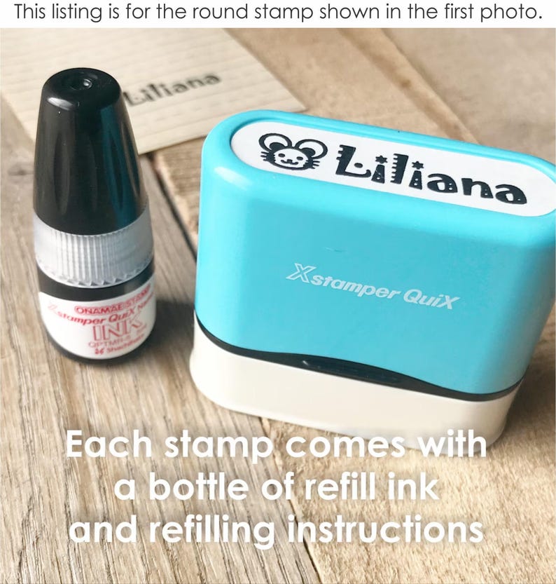 Name Stamp For Clothing and All Surfaces, Daycare Stamp Permanent Ink, Kids Mini Name Stamp, Children's Clothing Labels, Small Name Stamp image 11