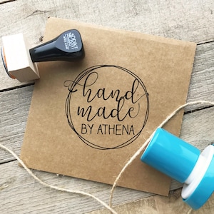 Handmade by Stamp, Made by Stamper for Cards, Custom Made by Rubber Stamp, Hand Made by Tag Stamp, Made With Love Stamp, CS-10259 image 1
