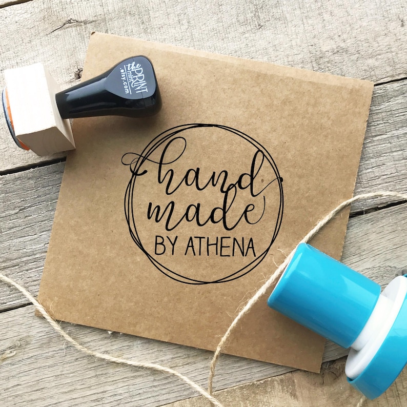 Handmade by Stamp, Made by Stamper for Cards, Custom Made by Rubber Stamp, Hand Made by Tag Stamp, Made With Love Stamp, CS-10259 image 1