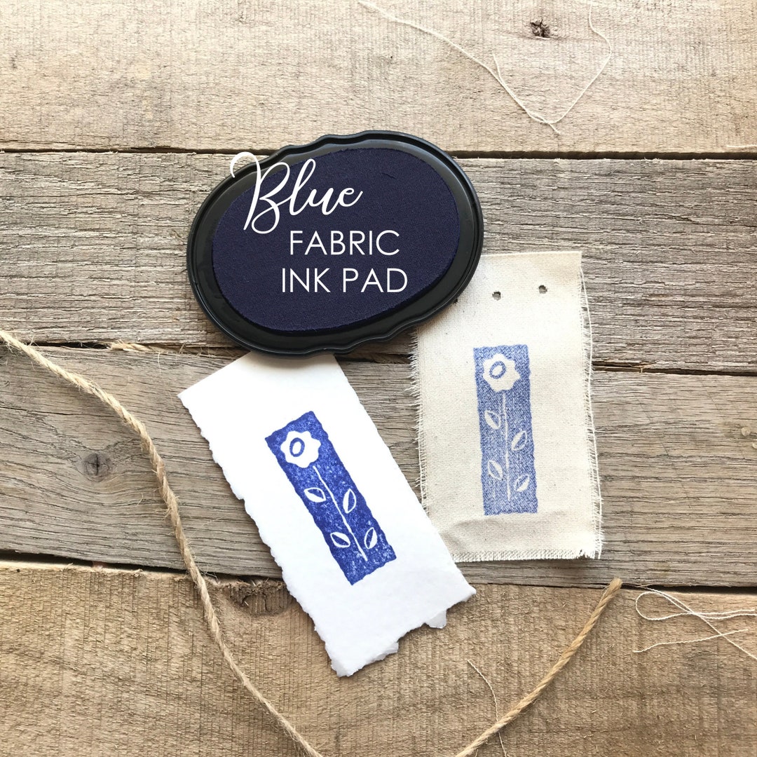 Blue Fabric Ink Stamp Pad, Fabric Ink Pad for Rubber Stamps, Fabric