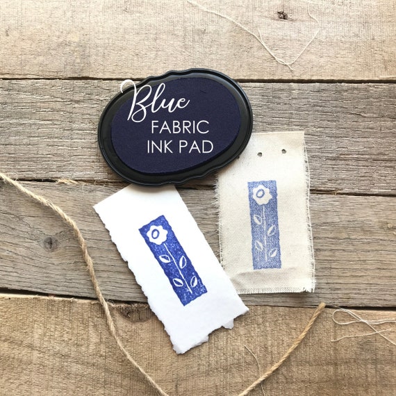Blue Fabric Ink Stamp Pad, Fabric Ink Pad for Rubber Stamps, Fabric Stamp  Ink, Permanent Ink for Canvas, and Muslin, Navy Blue Textile Ink 