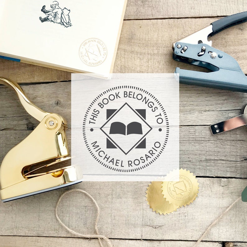 Book Embosser This Book Belongs To Embossing Stamp Custom Etsy