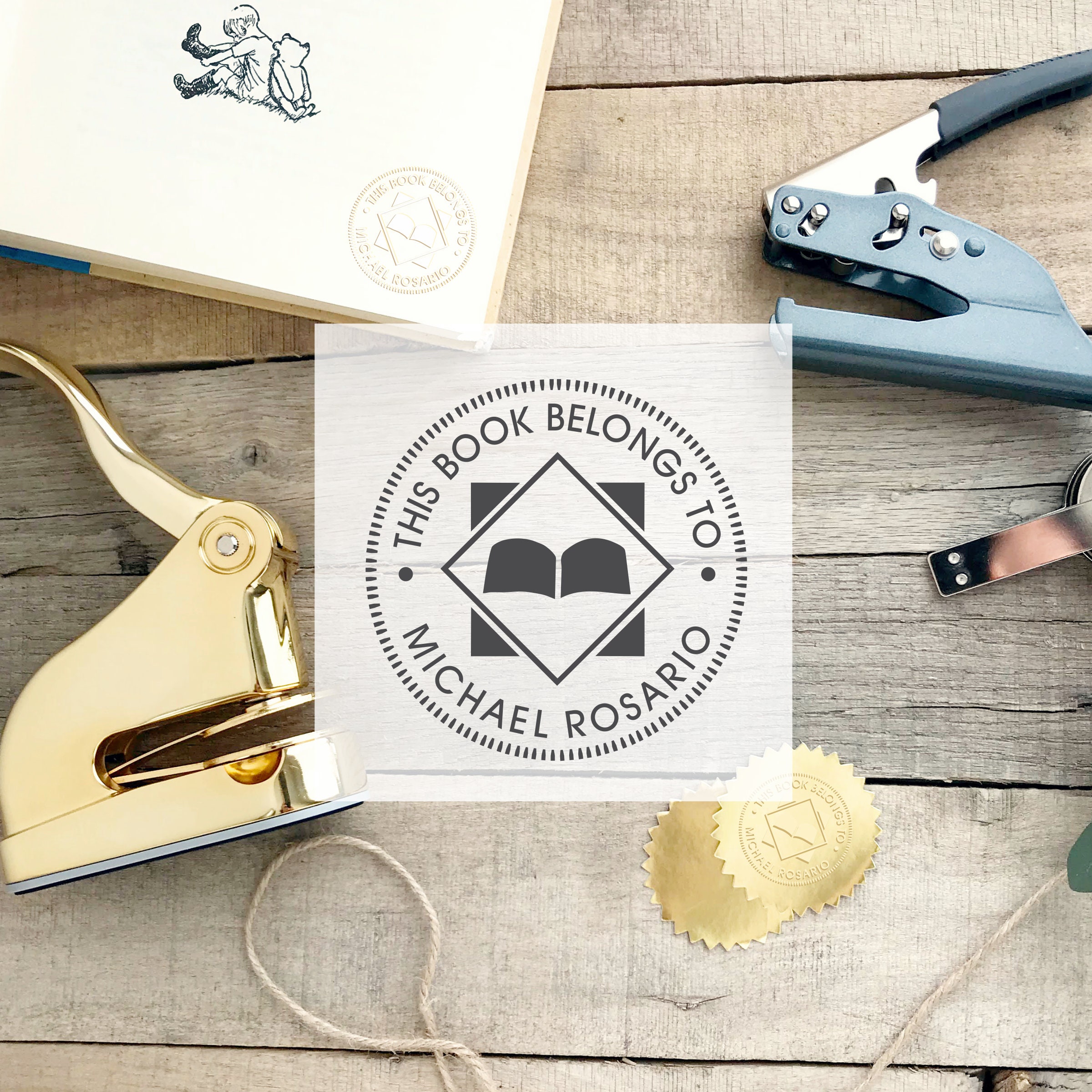 Book Embosser This Book Belongs to Embossing Stamp Custom Etsy Canada