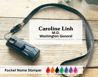 Personalized Name Stamp, Medical Pocket Stamper, Self-inking Gift for Nurses, Small Signature Stamp,  Custom Professional Stamp CS-10435