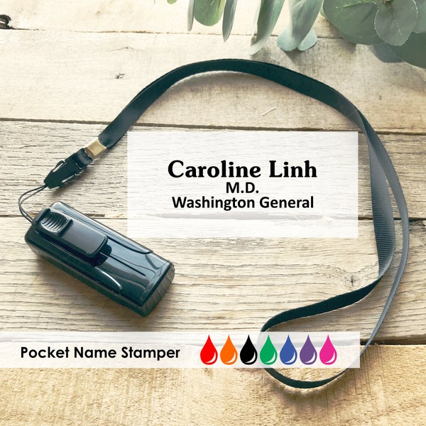 Personalized Name Stamp, Medical Pocket Stamper, Self-inking Gift for Nurses, Small Signature Stamp,  Custom Professional Stamp CS-10435