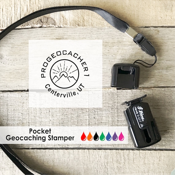 Geocaching Stamp, Custom Geocache Stamp, Self-inking Pocket Stamp