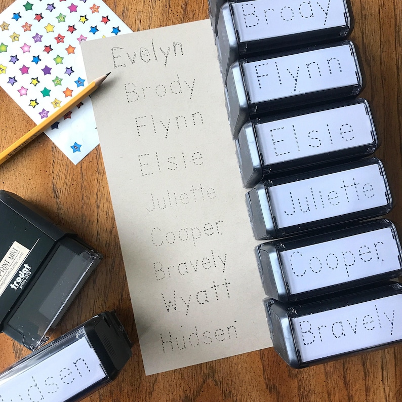 Personalized Kids Name Stamp: Self-Inking Stamper, Traceable Font image 8