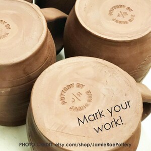 Mini Pottery Stamp: Personalized Initials, Clay Signature Stamp image 7